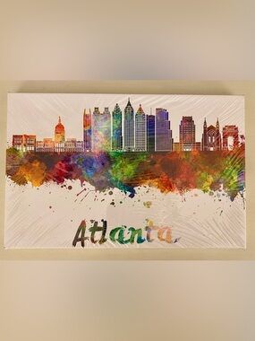 Atlanta Watercolor Skyline Wall Art - Colorful City Print